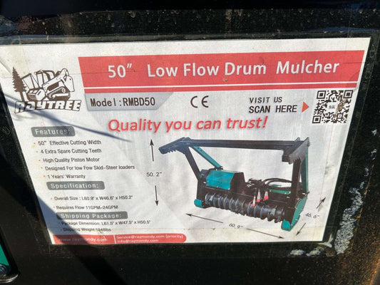 Raytree Drum Mulcher Skid Steer Attachment