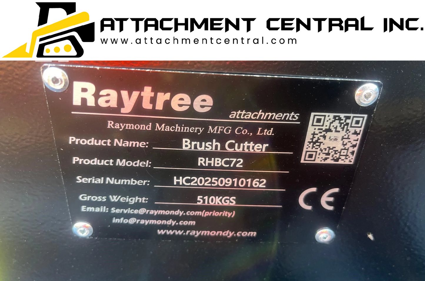 Raytree 4 Blade 72" Brush Cutter Skid Steer Attachment