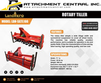 Wolverine 72" Rotary Tiller Tractor Attachment 3PTH LDH-SGTL180