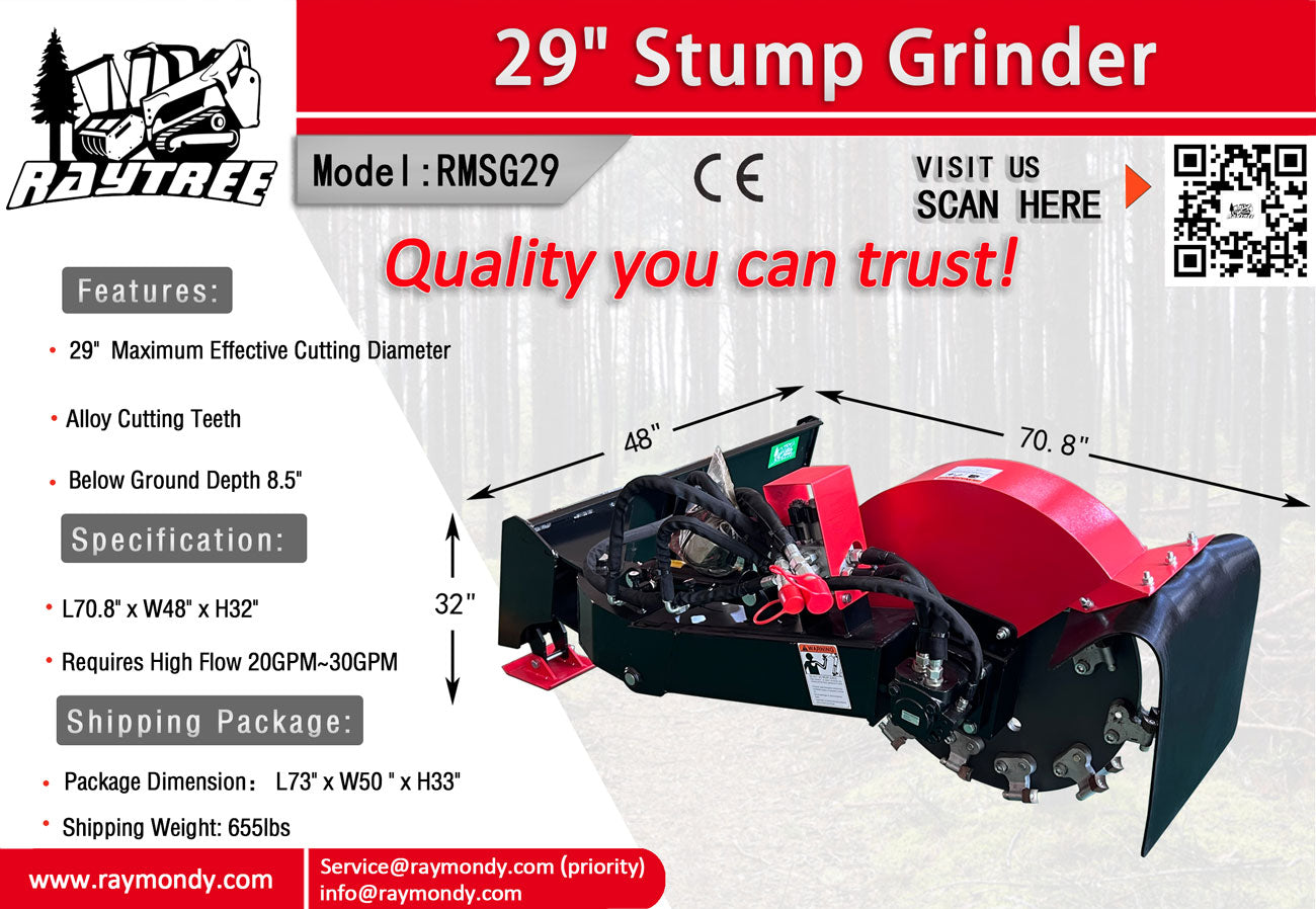 Raytree RMSG29 29 in Skid Steer Stump Grinder Skid Steer