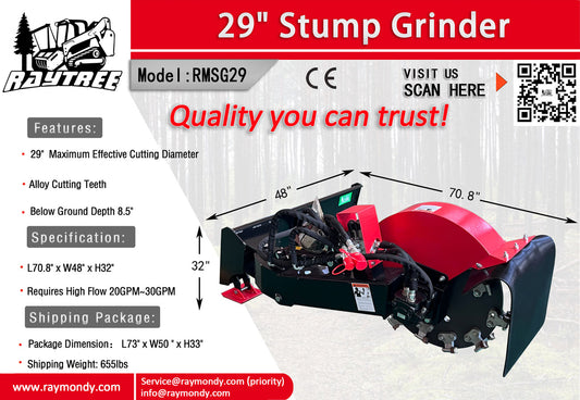 Raytree RMSG29 29 in Skid Steer Stump Grinder Skid Steer