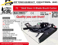 Raytree 4 Blade  72" Brush Cutter Skid Steer Attachment 