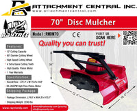 Raytree 70" Disc Mulcher Skid Steer Attachment  RMDM70
