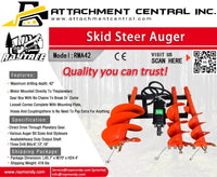 Raytree Post Hole Auger Skid Steer Attachment with 3 Bits