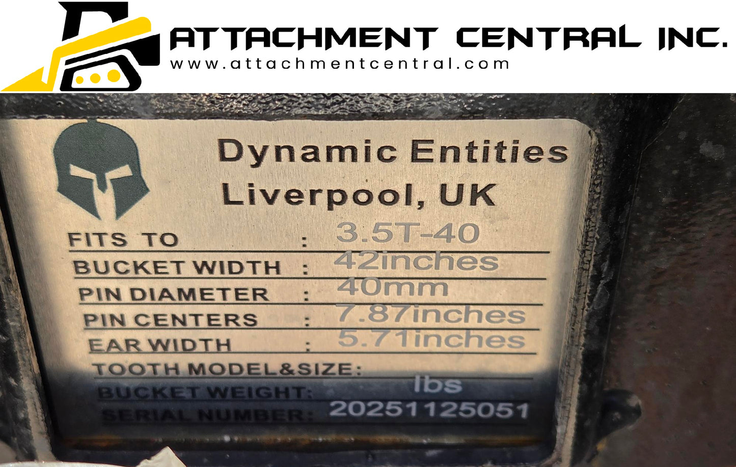 42" Excavator Bucket Attachment - 40mm Pins