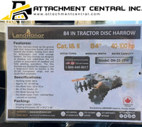 Landhonor 84" Disc Harrow Tractor Attachment 3pth