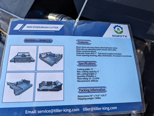 Mower King 72" Brush Cutter Mower Skid Steer Attachment