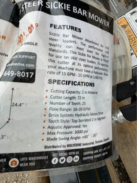 Wolverine Sickle Bar Mower 72" Skid Steer Attachment  SBM-12-72W