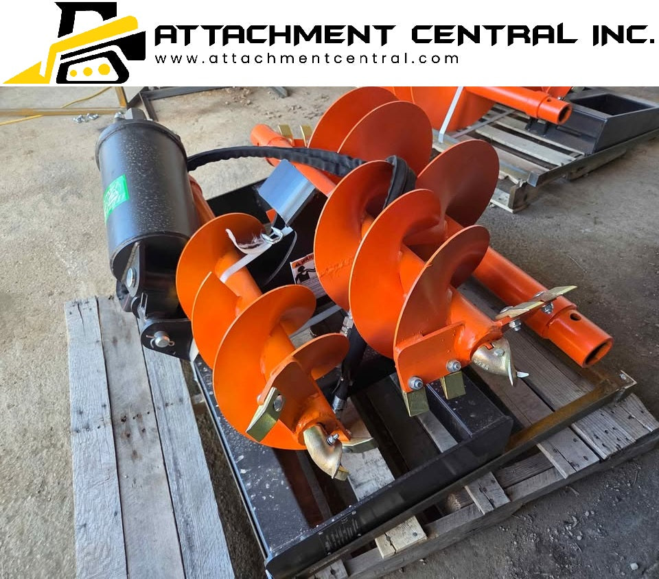 Raytree Post Hole Auger Skid Steer Attachment with 3 Bits