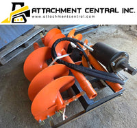 Raytree Post Hole Auger Skid Steer Attachment with 3 Bits