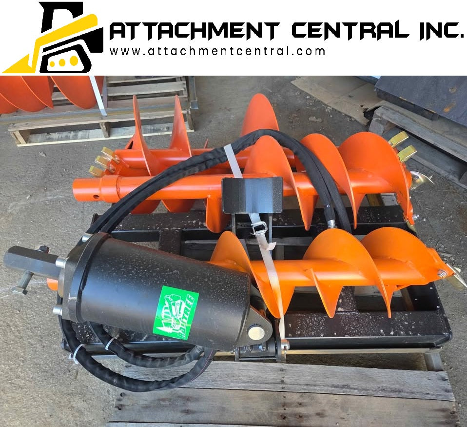Raytree Post Hole Auger Skid Steer Attachment with 3 Bits