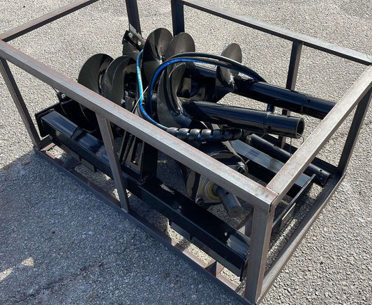 Mower King Skid Steer Hydraulic Auger w/ 3 Bits  - 6", 12", 14"